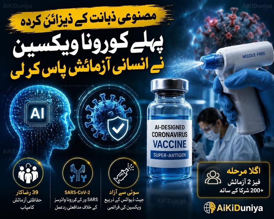 مصنوعی ذہانت کی ڈیزائن کردہ پہلی کورونا ویکسین نے انسانی آزمائش کامیابی سے مکمل کر لی