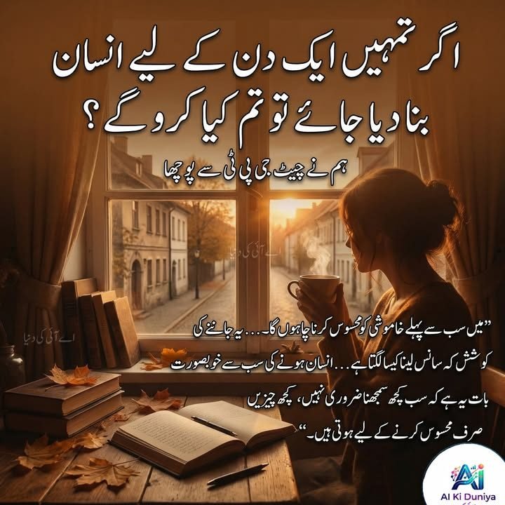 اگر تمہیں ایک دن کے لیے انسان بنا دیا جائے تو تم کیا کرو گے؟